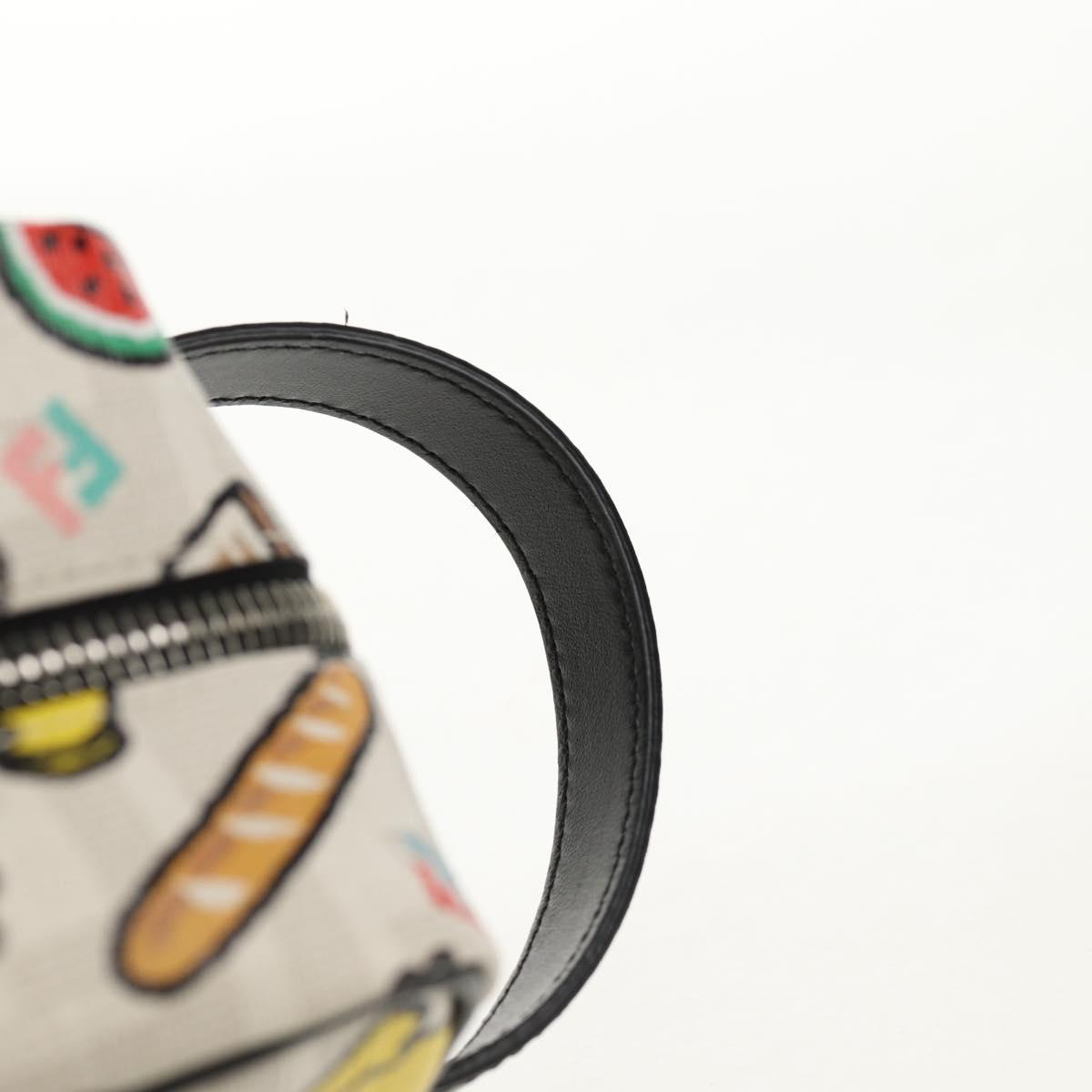 FENDI Zucca Canvas Pouch White Silver Auth 140366M