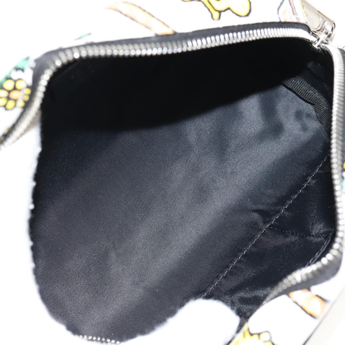 FENDI Zucca Canvas Pouch White Silver Auth 140366SAM