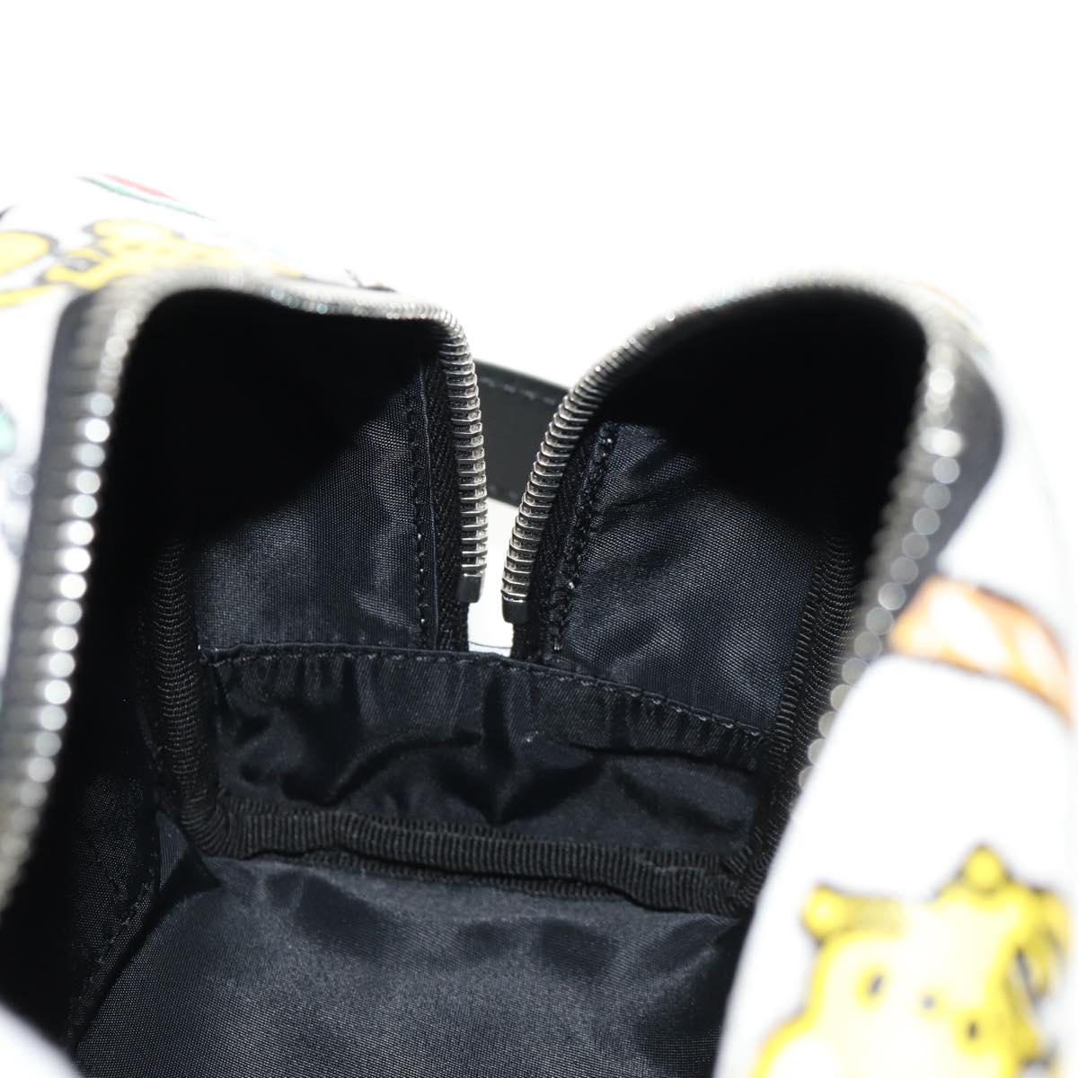 FENDI Zucca Canvas Pouch White Silver Auth 140366M