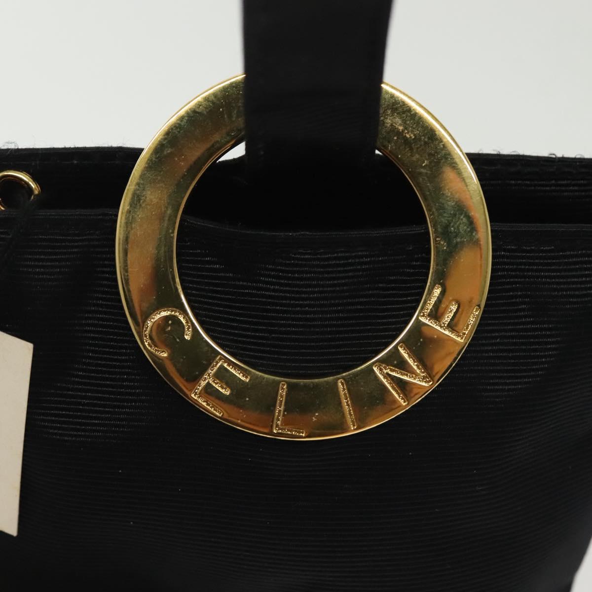 CELINE Pouch Nylon Black Gold Auth 140367