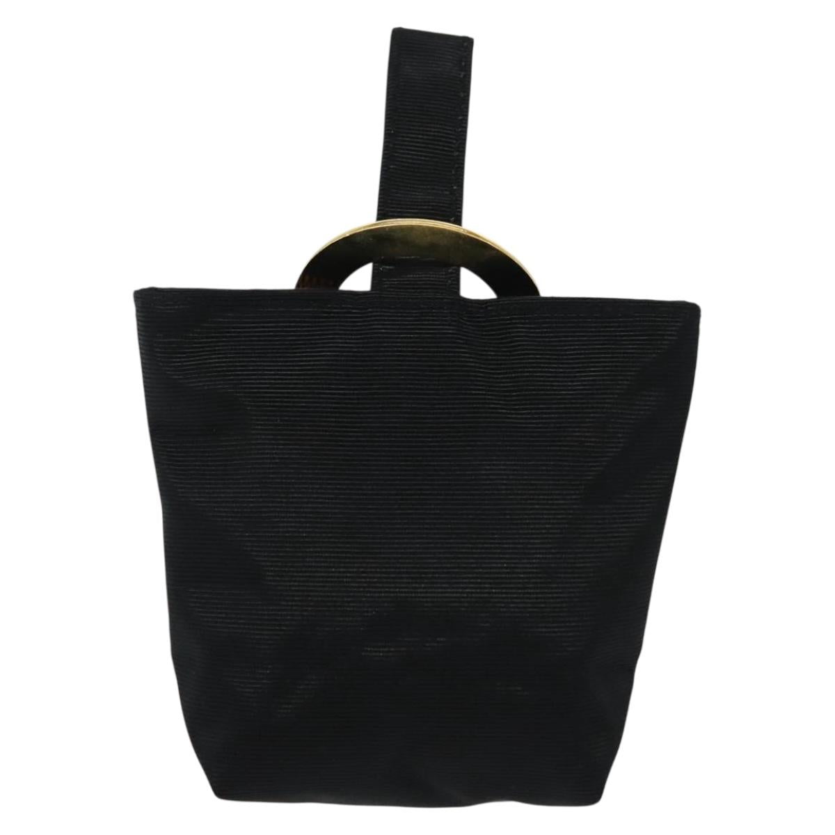 CELINE Pouch Nylon Black Gold Auth 140367