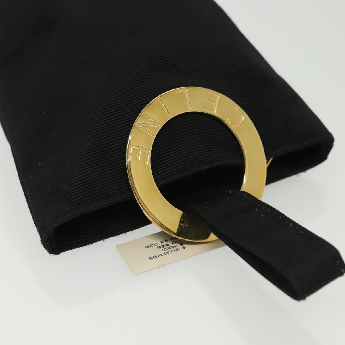 CELINE Pouch Nylon Black Gold Auth 140367