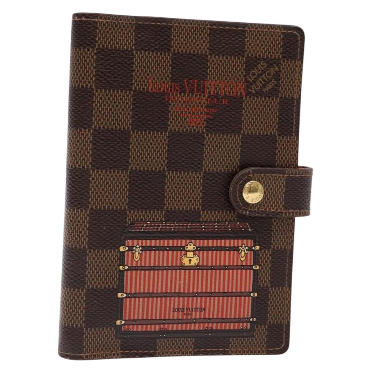 LOUIS VUITTON Damier Ebene Trunk Agenda PM Day Planner Cover R20029 Auth 140374
