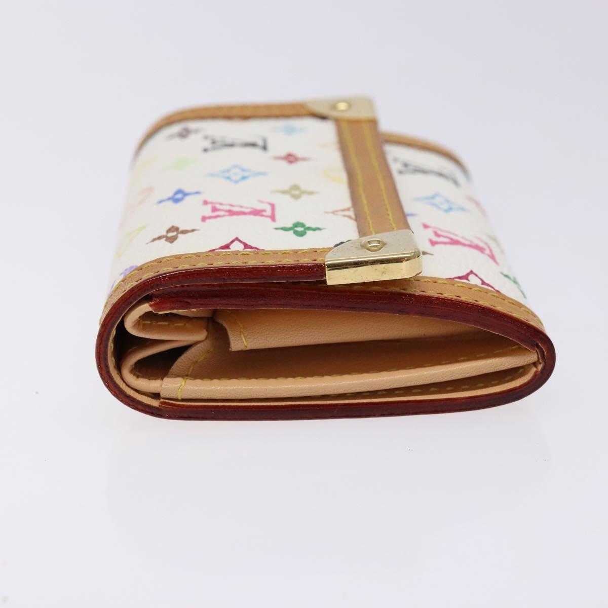 LOUIS VUITTON Multicolor Porte Monnaie Pla Coin Purse White M92657 Auth 140378