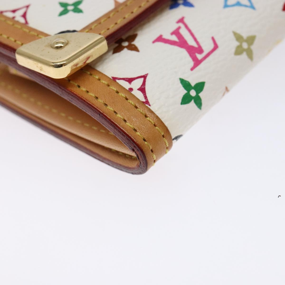 LOUIS VUITTON Multicolor Porte Monnaie Pla Coin Purse White M92657 Auth 140378