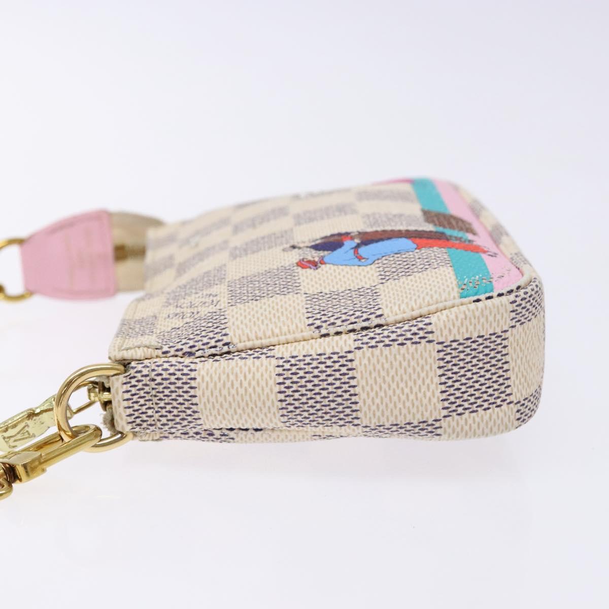 LOUIS VUITTON Damier Azur Mini Pochette Accessoires Pouch N41669 LV Auth 140382