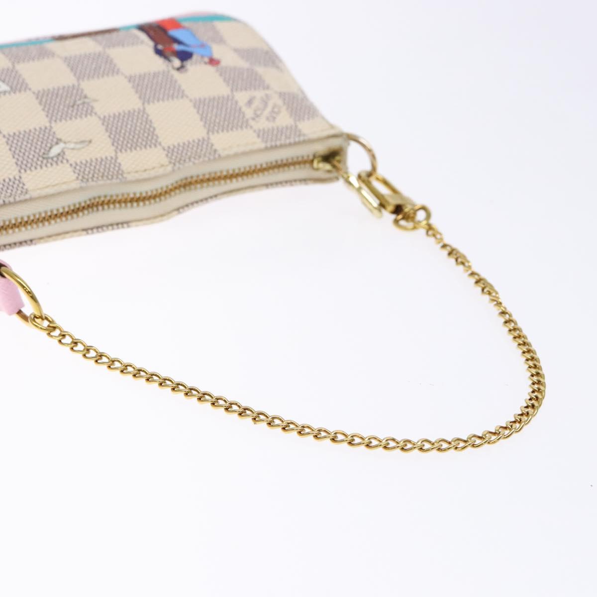 LOUIS VUITTON Damier Azur Mini Pochette Accessoires Pouch N41669 LV Auth 140382