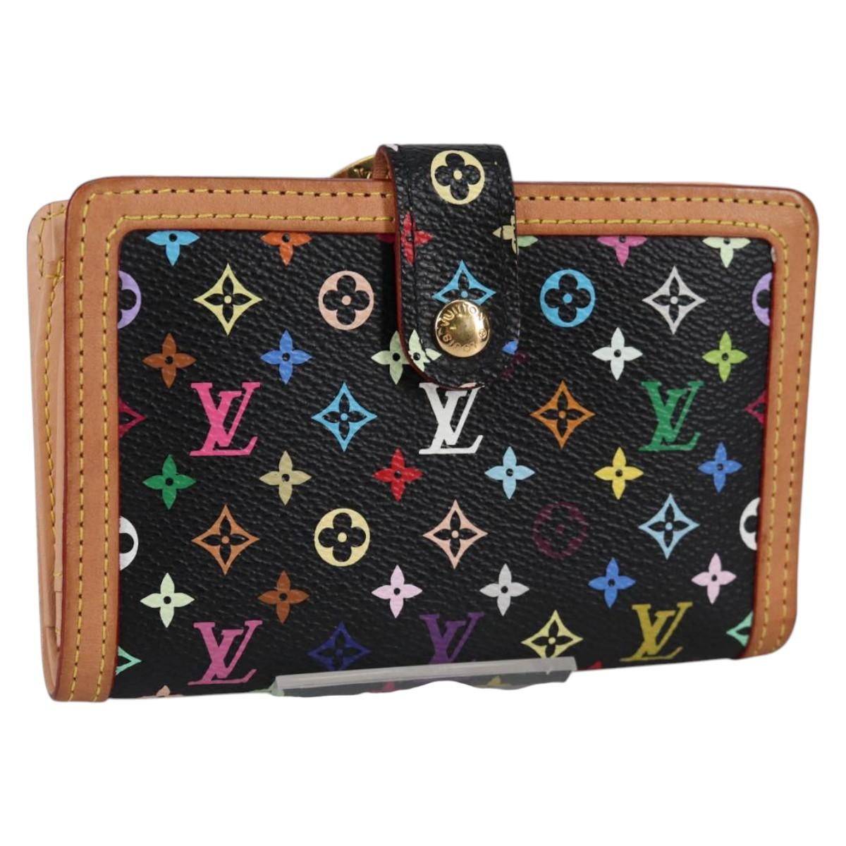 LOUIS VUITTON Multicolor Portefeuille Viennois Wallet Black M92988 Auth 140383V