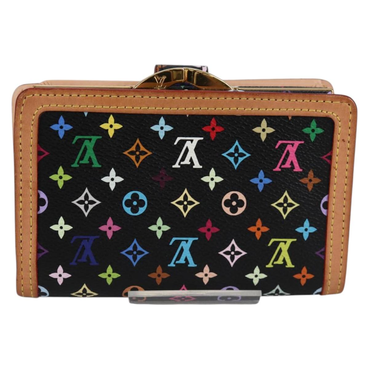 LOUIS VUITTON Multicolor Portefeuille Viennois Wallet Black M92988 Auth 140383V