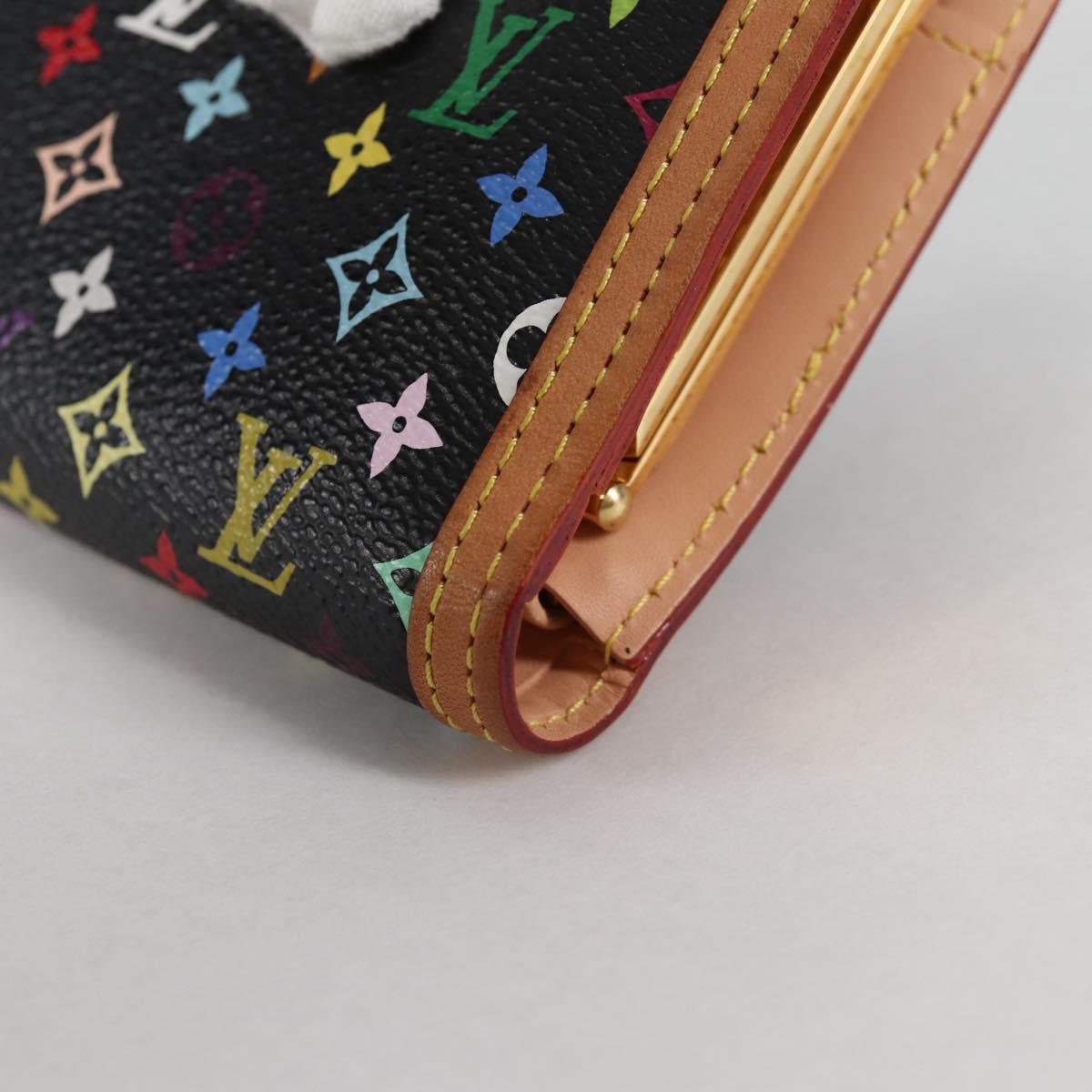 LOUIS VUITTON Multicolor Portefeuille Viennois Wallet Black M92988 Auth 140383V