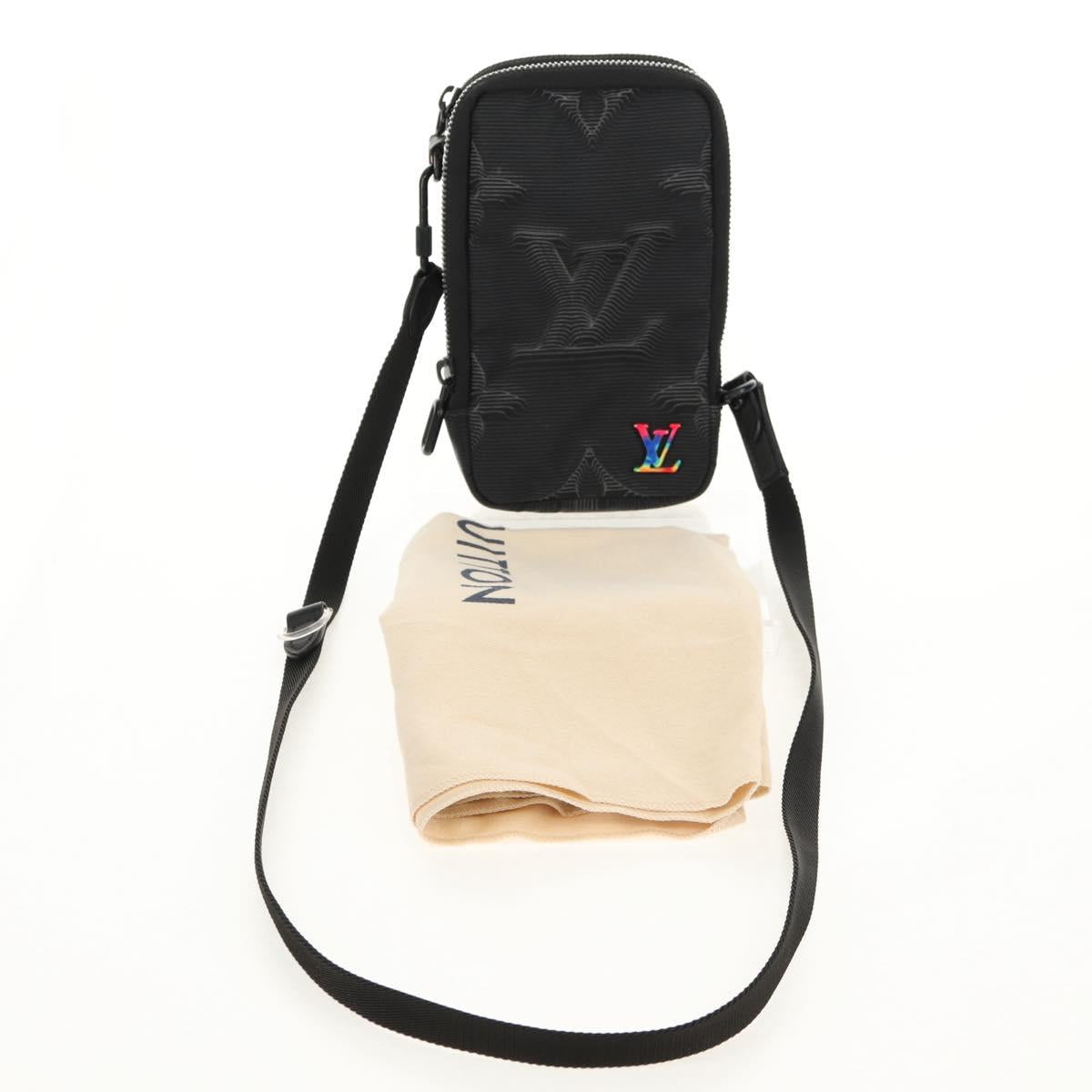 LOUIS VUITTON 3D Monogram Double Phone Pouch Black M80141 LV Auth 140387M