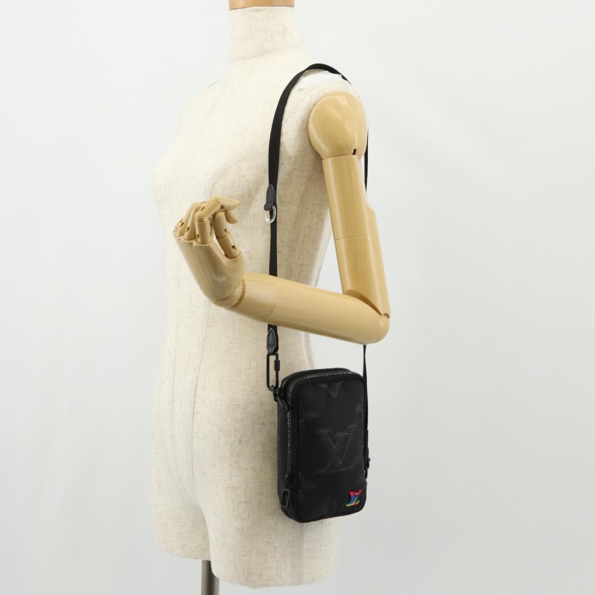 LOUIS VUITTON 3D Monogram Double Phone Pouch Black M80141 LV Auth 140387M