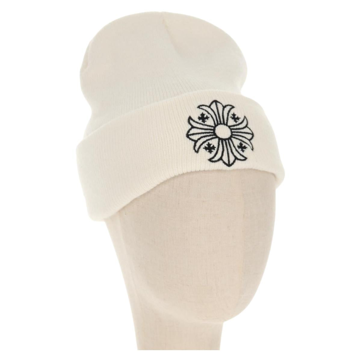 Chrome Hearts CH Plus Stitch Acrylic Beanie Cap Acrylic White Auth 140399M