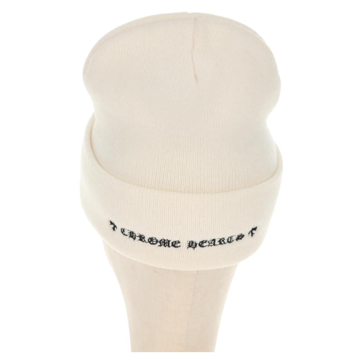 Chrome Hearts CH Plus Stitch Acrylic Beanie Cap Acrylic White Auth 140399M