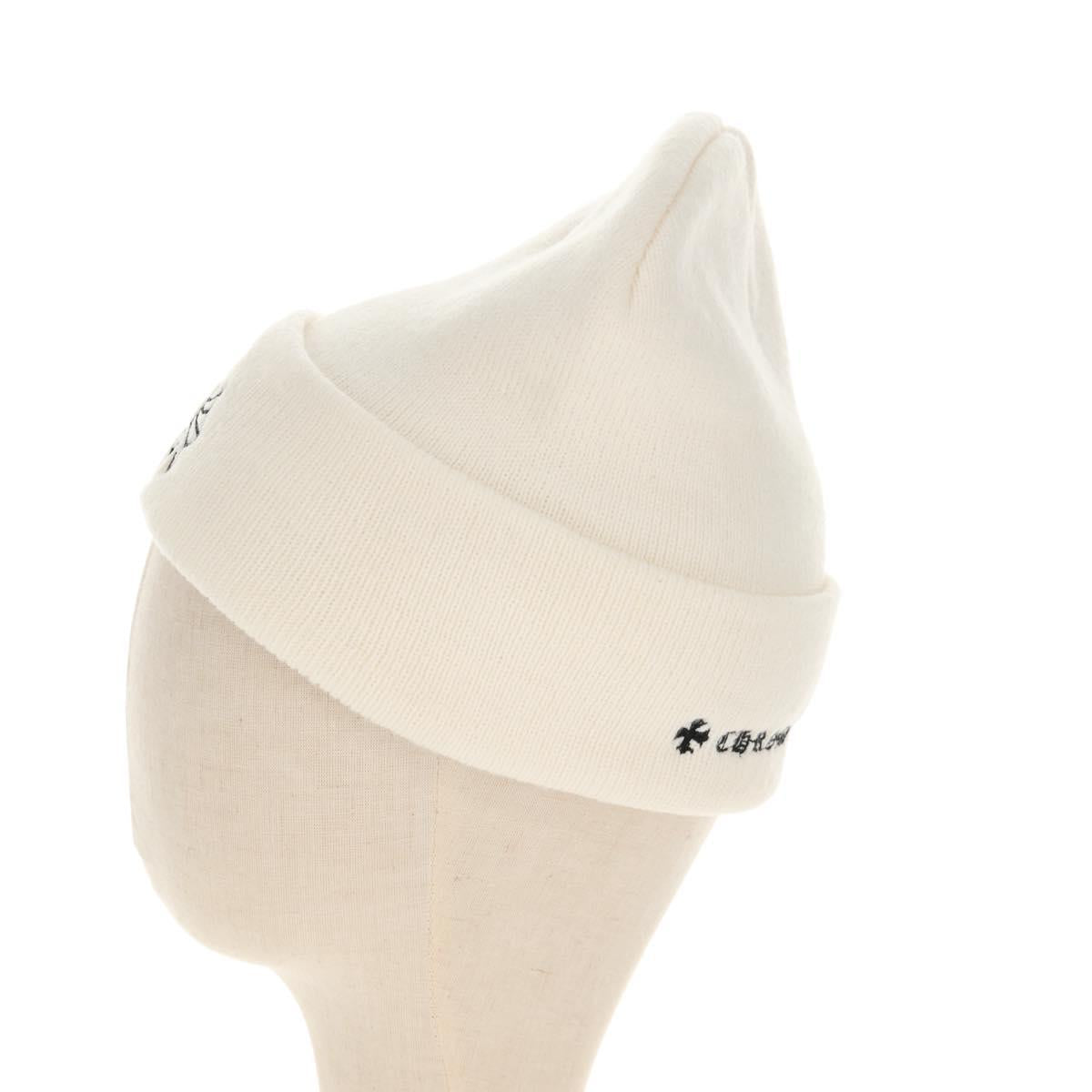 Chrome Hearts CH Plus Stitch Acrylic Beanie Cap Acrylic White Auth 140399M