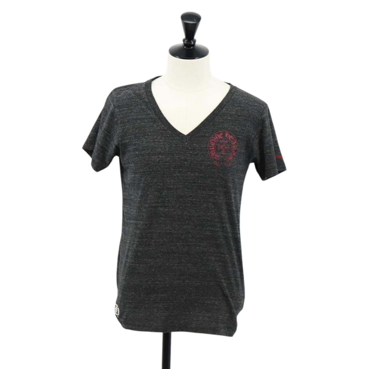 Chrome Hearts Horseshoe V neck Short sleeved T-shirt Polyester Gray Auth 140403M