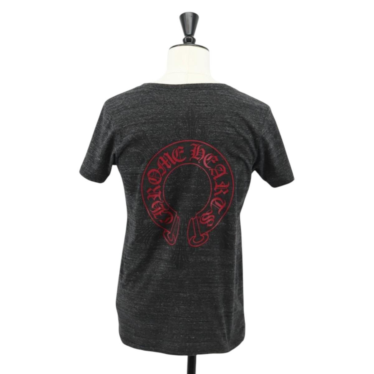 Chrome Hearts Horseshoe V neck Short sleeved T-shirt Polyester Gray Auth 140403M