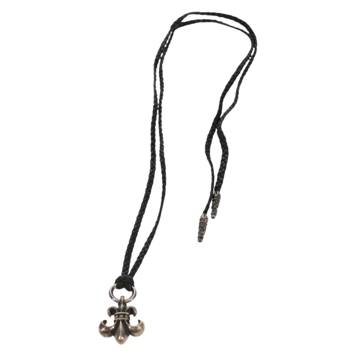 Chrome Hearts BS Flare Pendant/W Leather Braid Ag925 Silver Auth 140412M