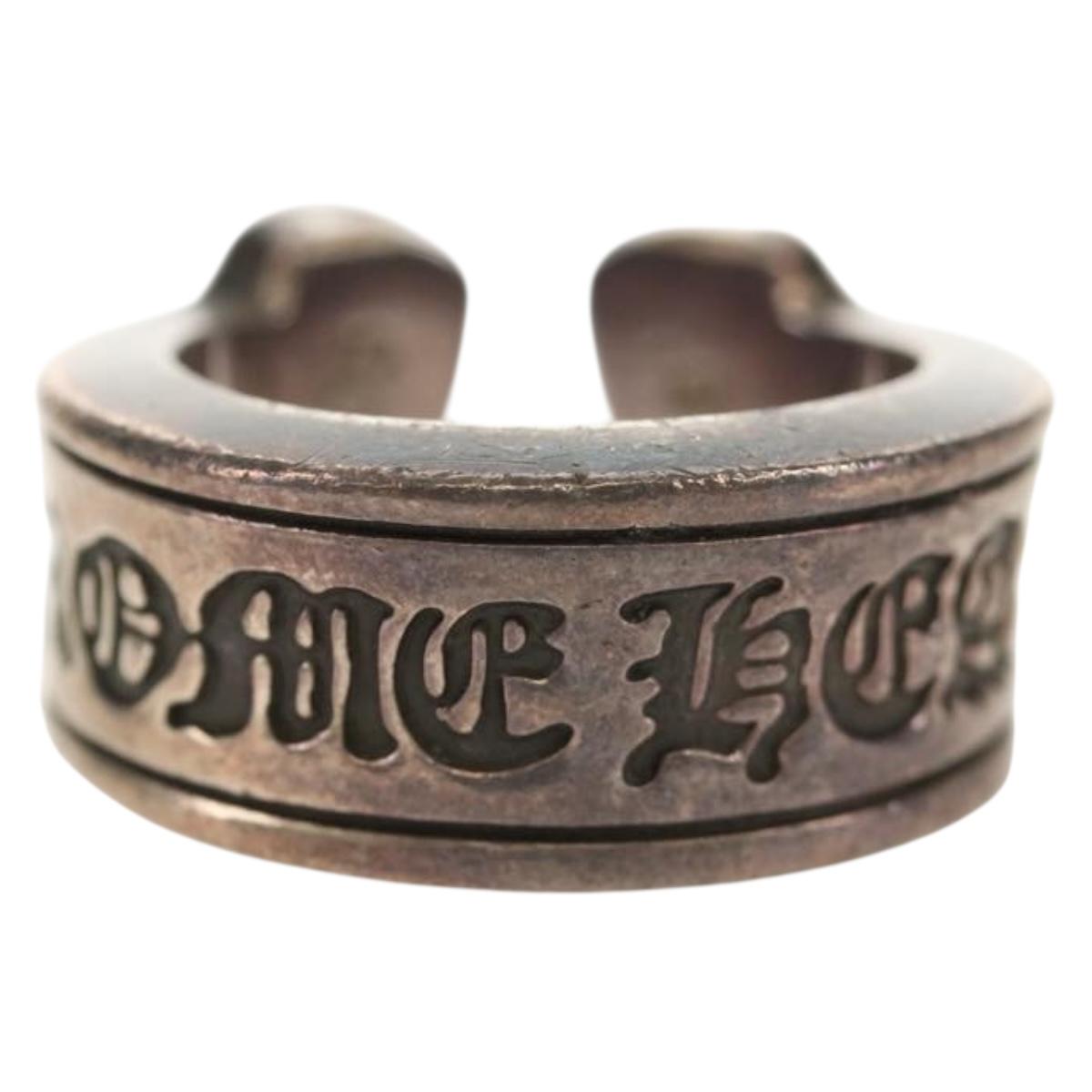 Chrome Hearts Large Scroll Label Ring Ag925 Silver Auth 140414M