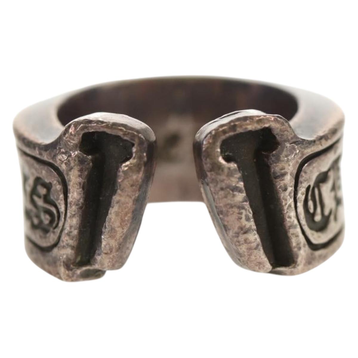 Chrome Hearts Large Scroll Label Ring Ag925 Silver Auth 140414M