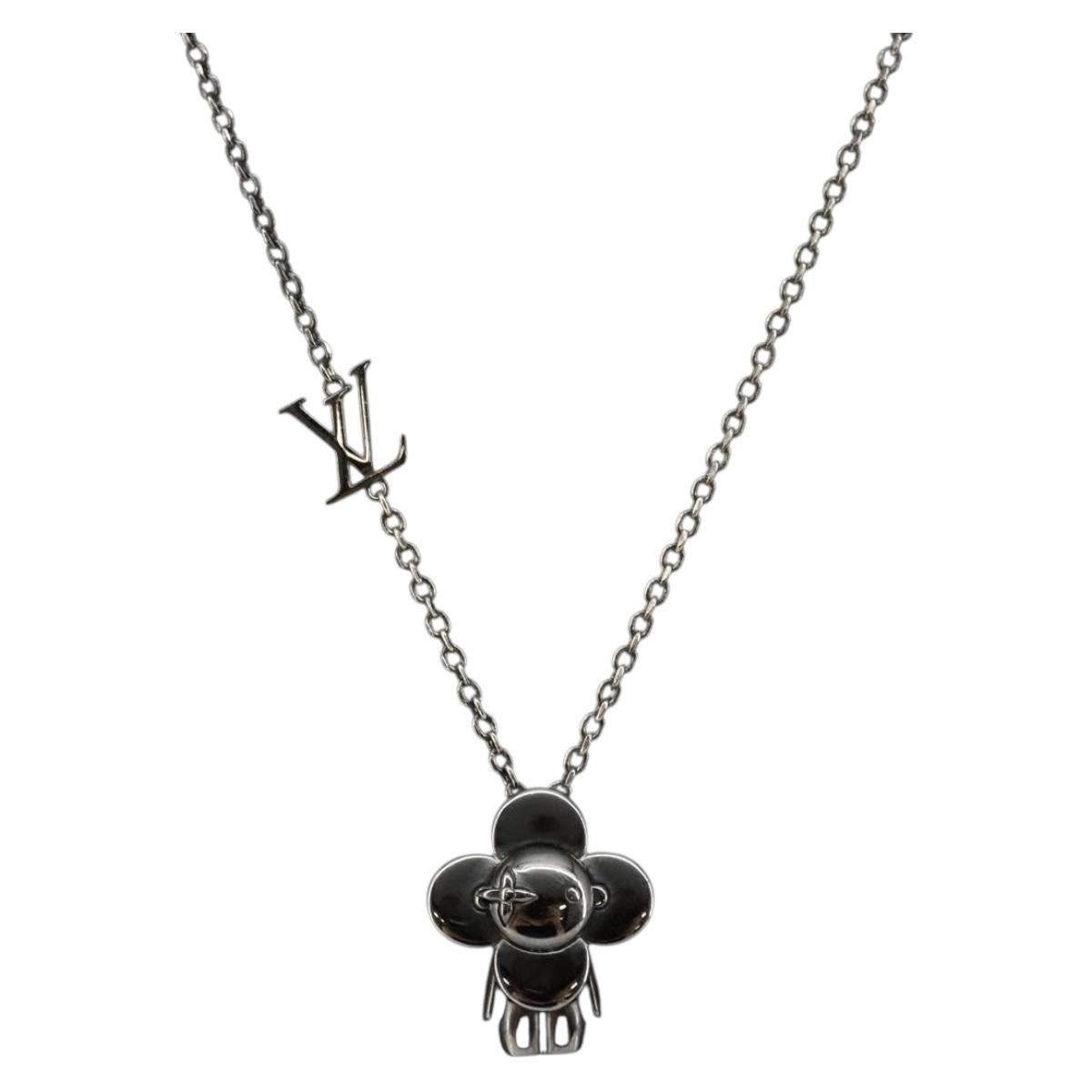 LOUIS VUITTON Pendant Vivienne S00 Necklace metal Black M00831 LV Auth 140421