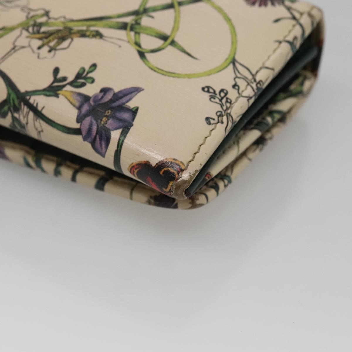 GUCCI Long Wallet Leather Ivory Silver Auth 140424