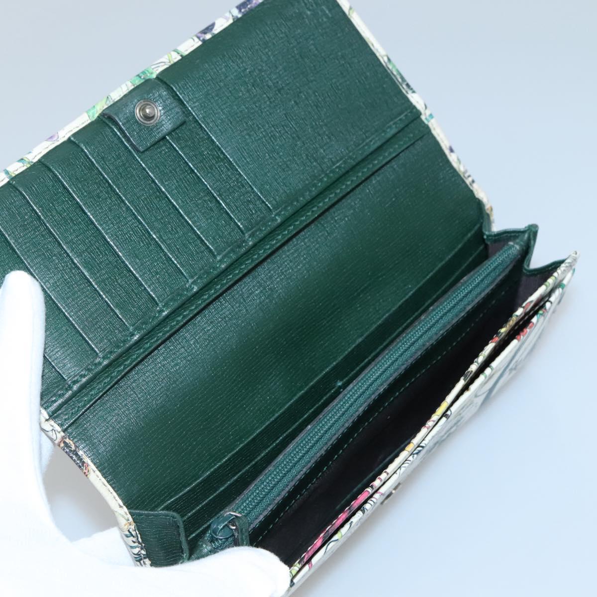 GUCCI Long Wallet Leather Ivory Silver Auth 140424