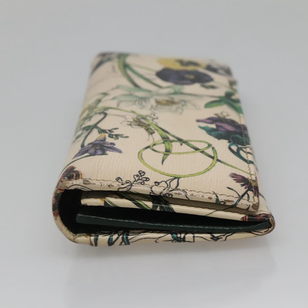 GUCCI Long Wallet Leather Ivory Silver Auth 140424