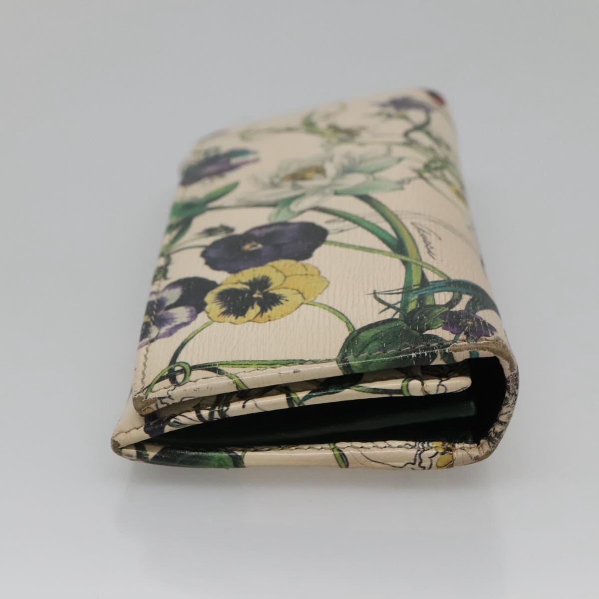 GUCCI Long Wallet Leather Ivory Silver Auth 140424