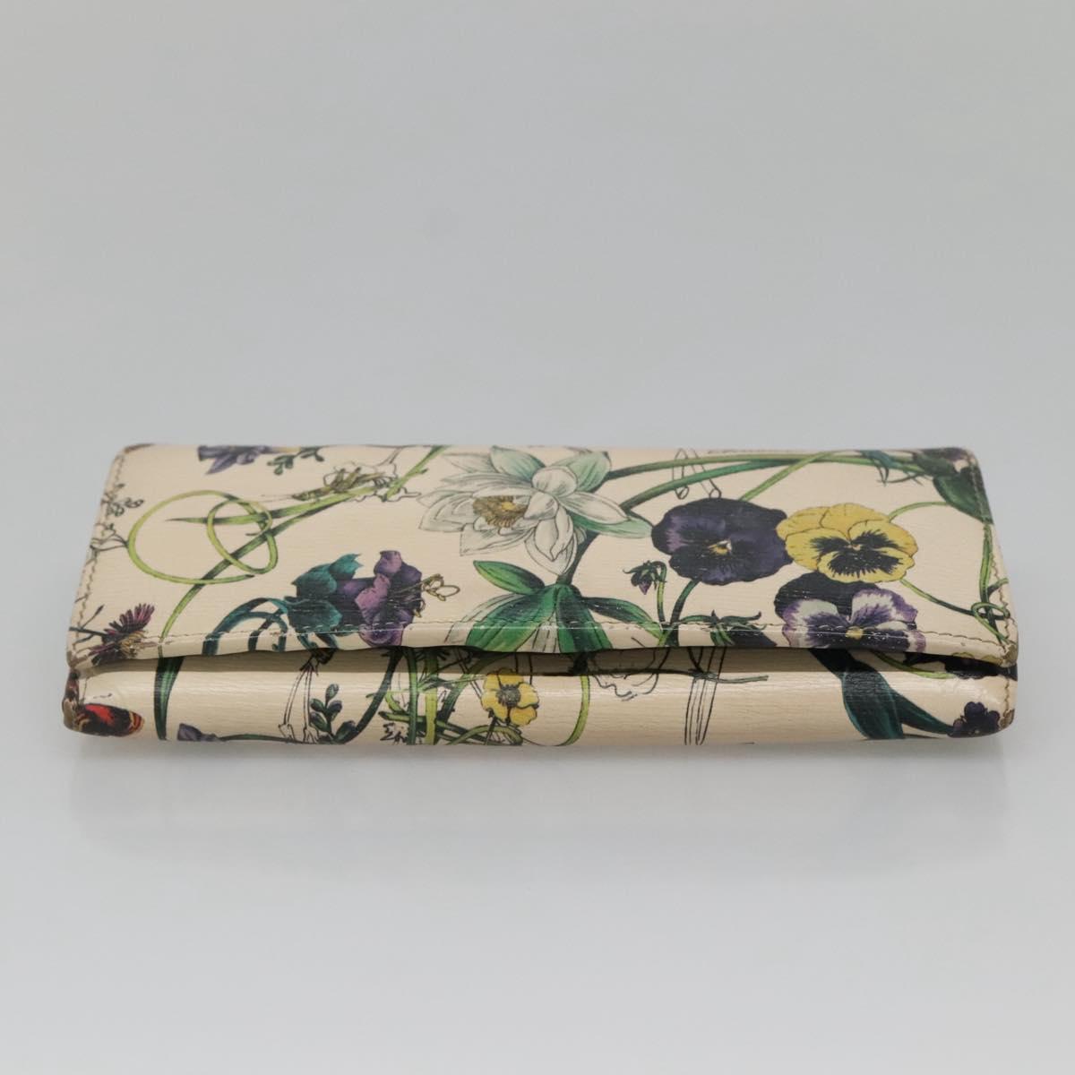 GUCCI Long Wallet Leather Ivory Silver Auth 140424