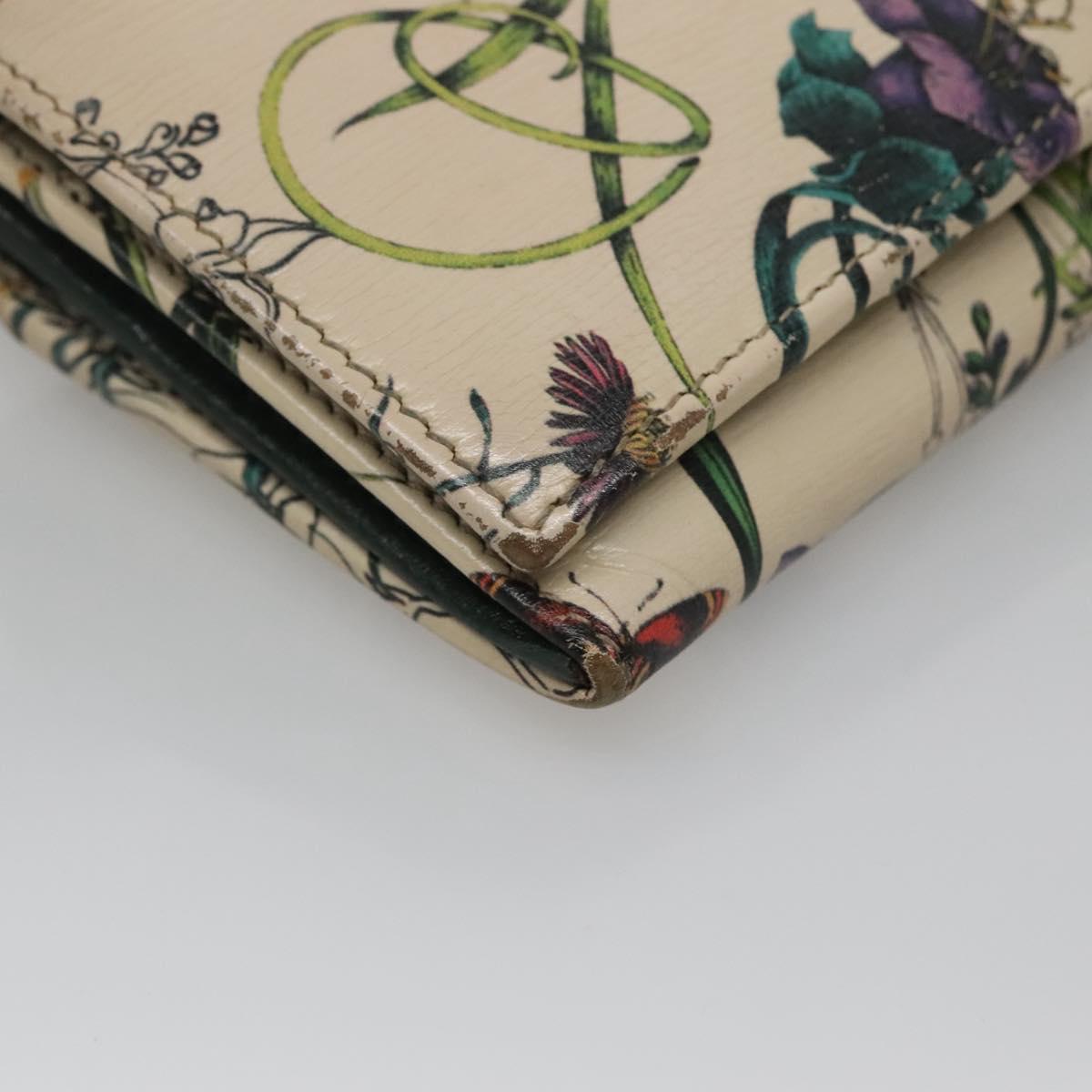 GUCCI Long Wallet Leather Ivory Silver Auth 140424