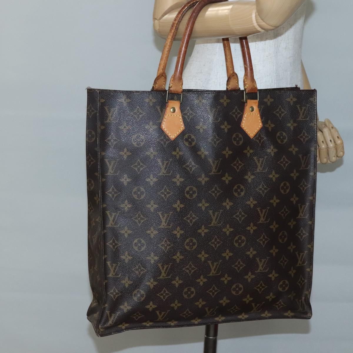 LOUIS VUITTON Monogram Sac Plat Hand Bag M51140 LV Auth 140438