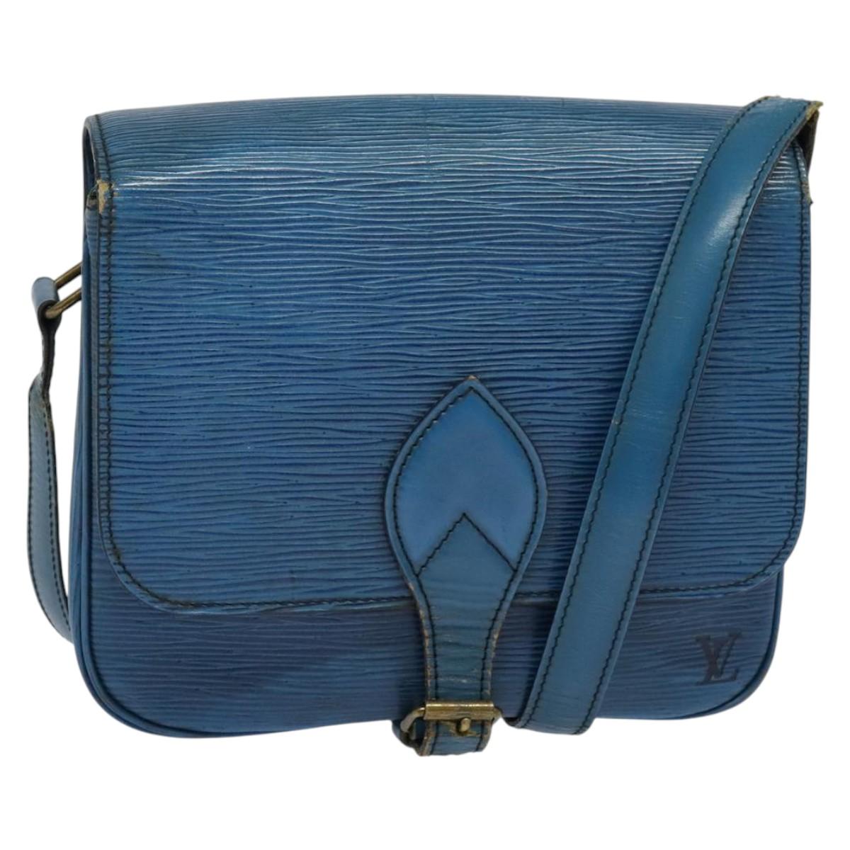 LOUIS VUITTON Epi Cartouchiere MM Shoulder Bag Blue M52245 LV Auth 140462