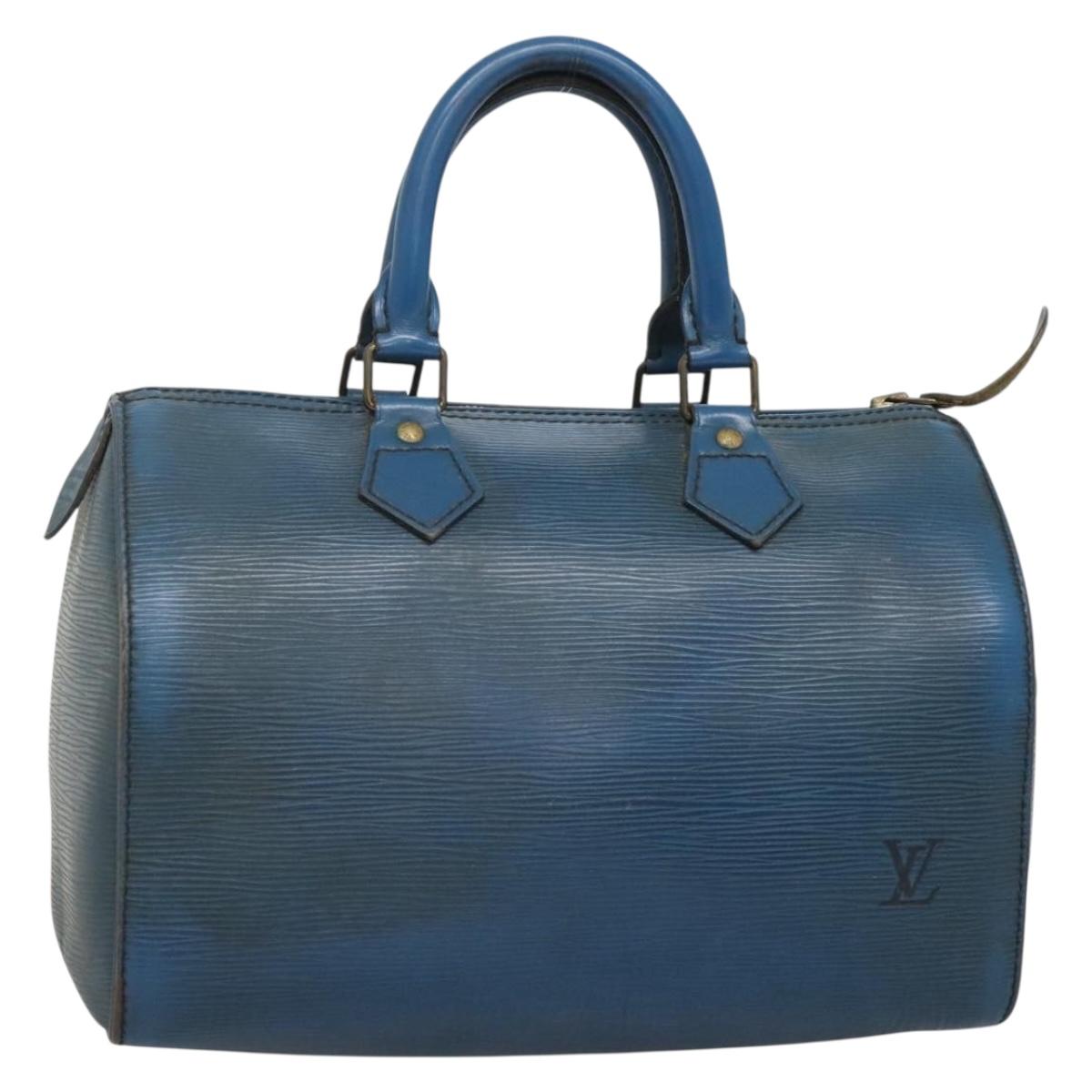 LOUIS VUITTON Epi Speedy 25 Hand Bag Toledo Blue M43015 LV Auth 140464