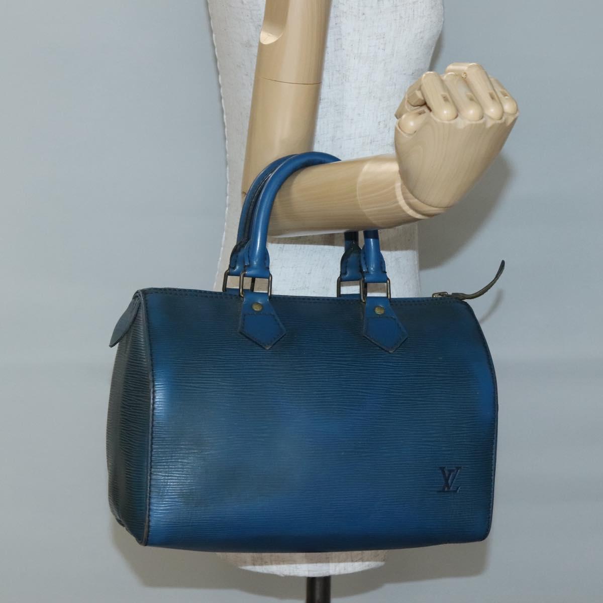 LOUIS VUITTON Epi Speedy 25 Hand Bag Toledo Blue M43015 LV Auth 140464