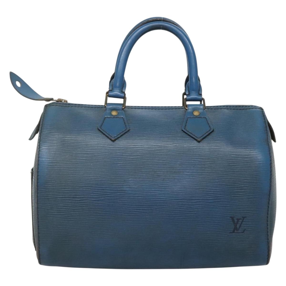 LOUIS VUITTON Epi Speedy 25 Hand Bag Toledo Blue M43015 LV Auth 140464