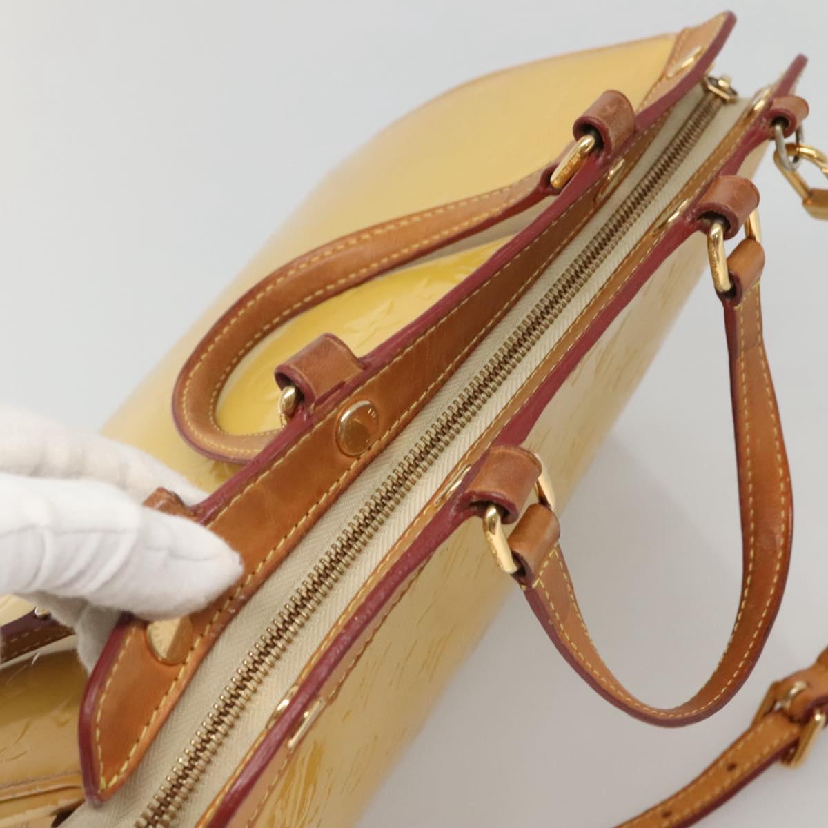LOUIS VUITTON Monogram Vernis Blair MM Bag 2way Beige poodle M91755 Auth 140469