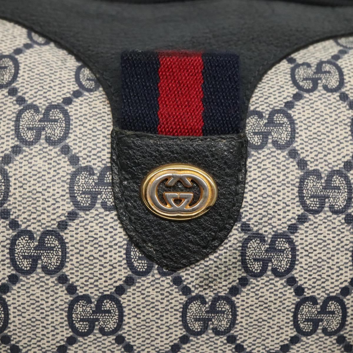 GUCCI GG Supreme Boston Bag PVC Navy Gold 40 02 007 Auth 140470