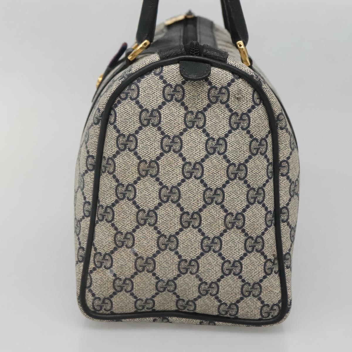 GUCCI GG Supreme Boston Bag PVC Navy Gold 40 02 007 Auth 140470