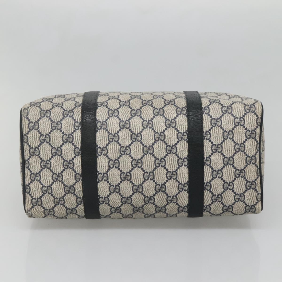 GUCCI GG Supreme Boston Bag PVC Navy Gold 40 02 007 Auth 140470