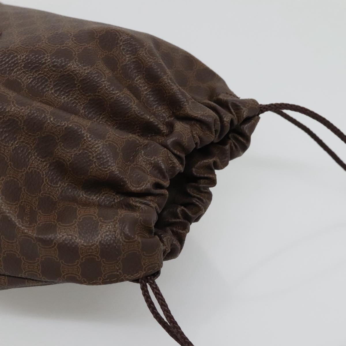 CELINE Macadam Canvas Pouch PVC Leather Brown Gold Auth 140474