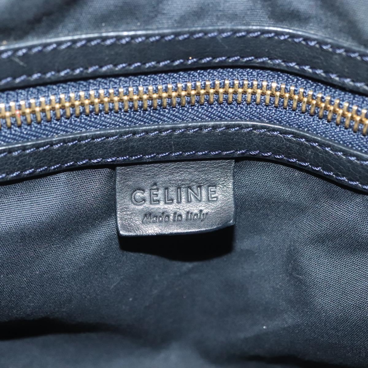 CELINE Macadam Canvas Hand Bag Navy Gold Auth 140476