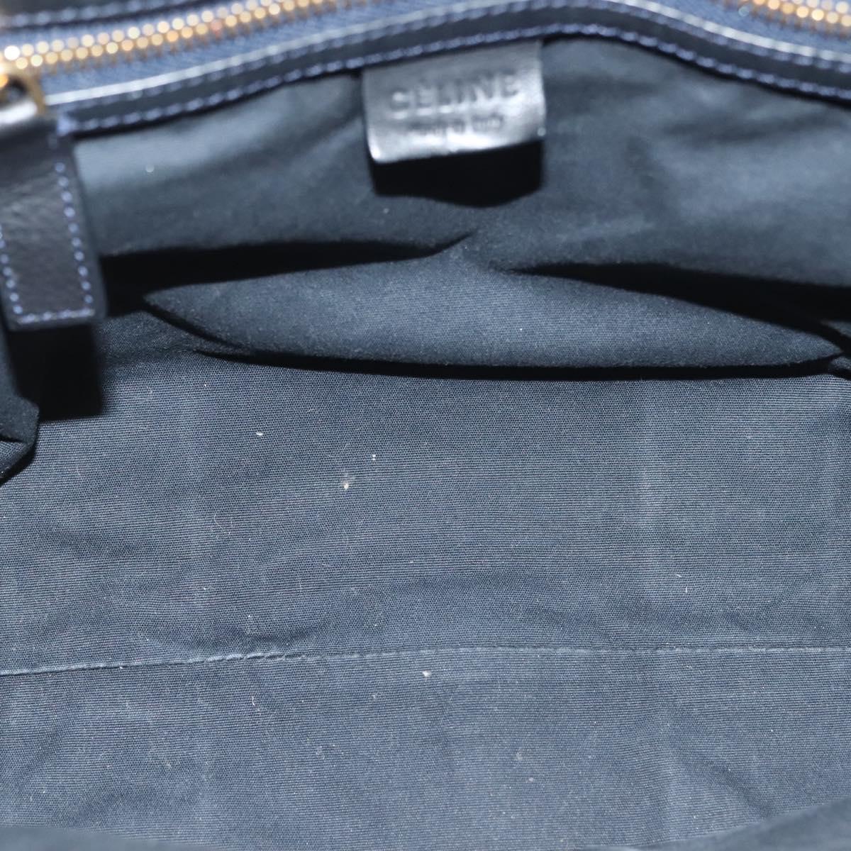 CELINE Macadam Canvas Hand Bag Navy Gold Auth 140476