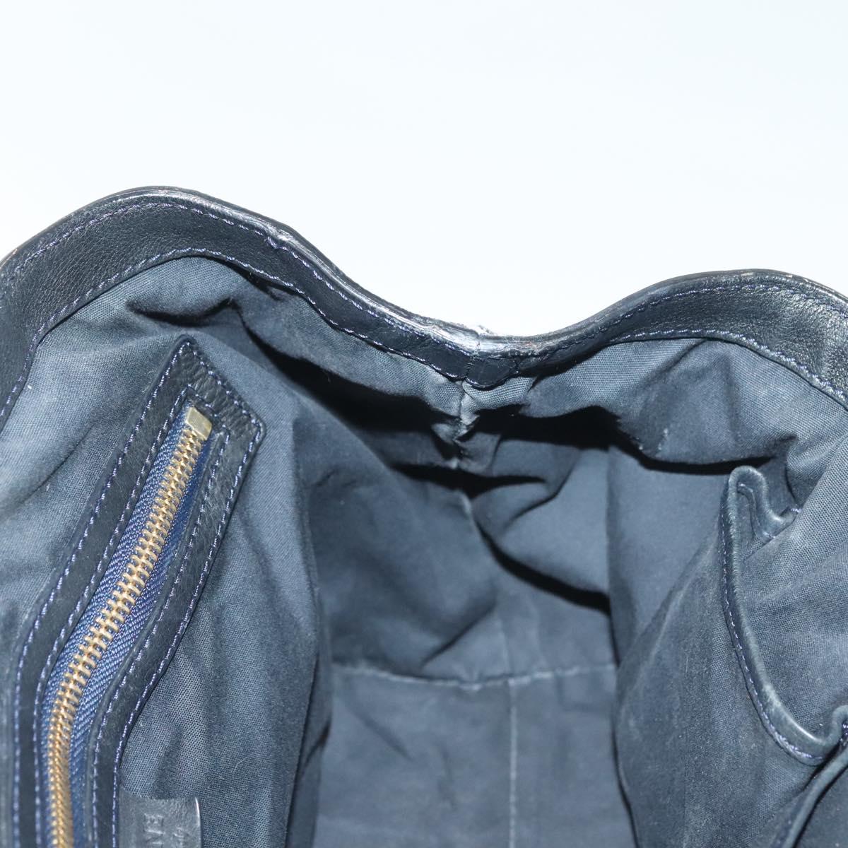 CELINE Macadam Canvas Hand Bag Navy Gold Auth 140476
