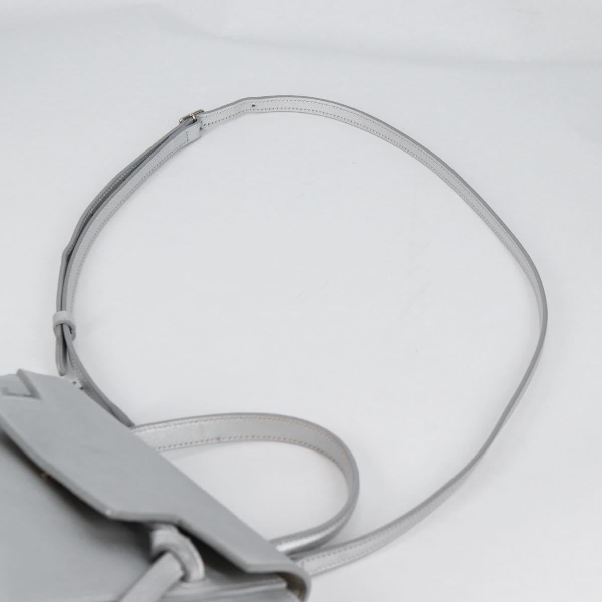 CELINE Belt Bag Hand Bag Leather 2way Silver Auth 140477