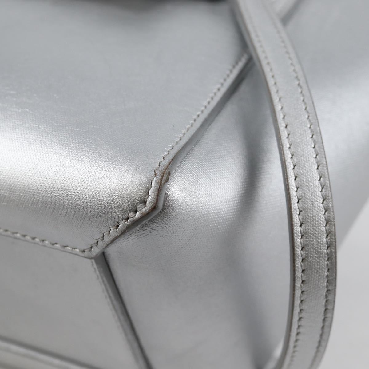 CELINE Belt Bag Hand Bag Leather 2way Silver Auth 140477