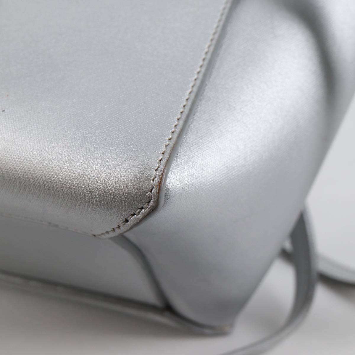 CELINE Belt Bag Hand Bag Leather 2way Silver Auth 140477