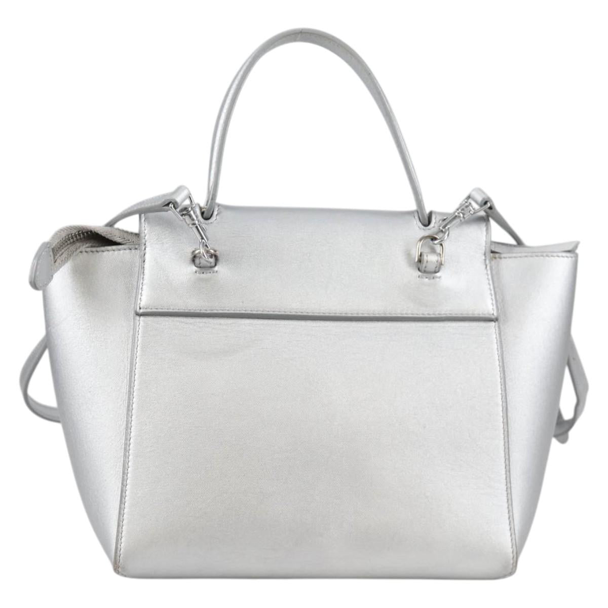 CELINE Belt Bag Hand Bag Leather 2way Silver Auth 140477