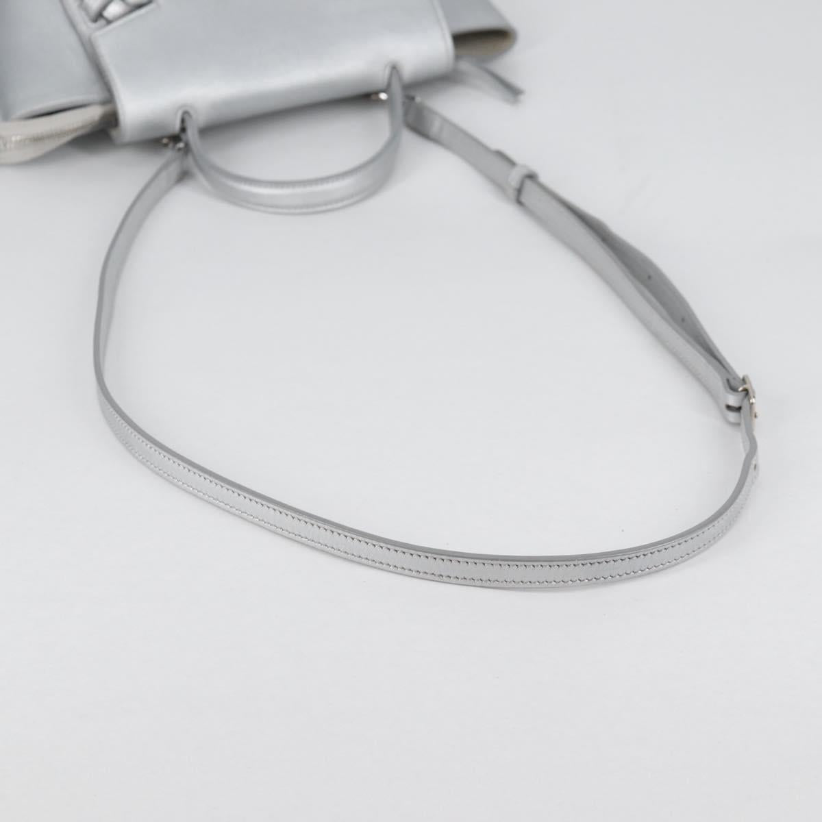 CELINE Belt Bag Hand Bag Leather 2way Silver Auth 140477