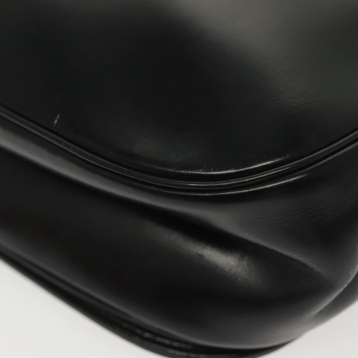 Christian Dior Hand Bag Calf Skin Black Gold Auth 140479